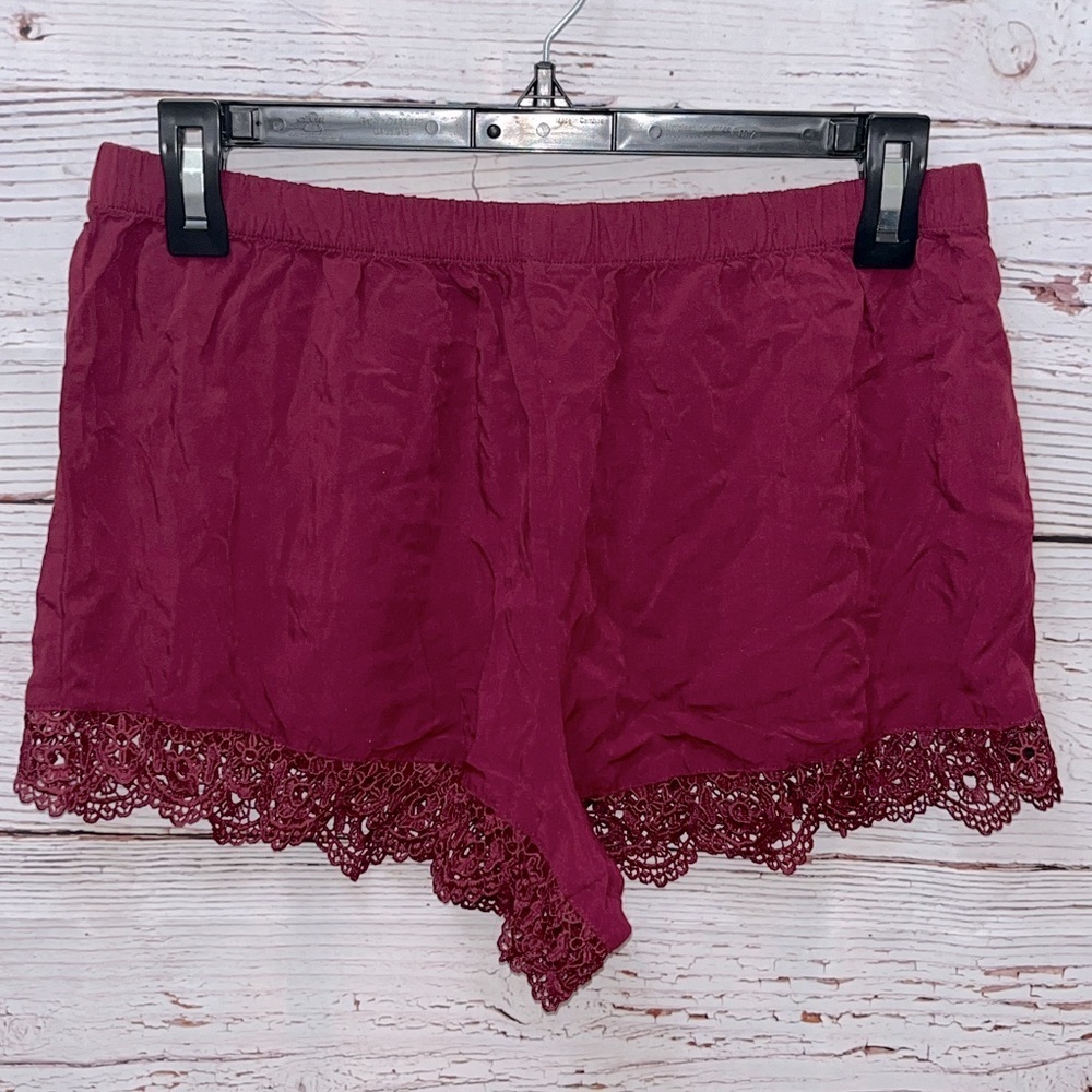Forever 21 Maroon Lace Trim Shorts